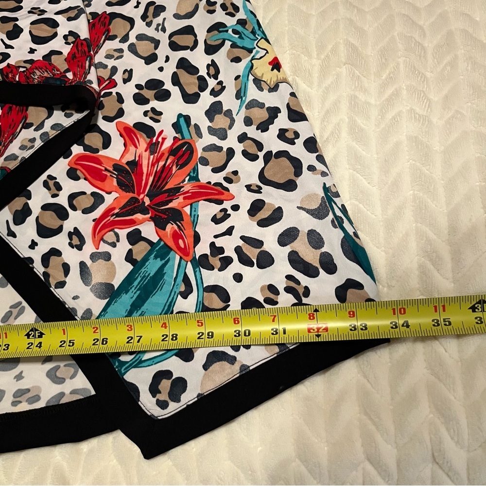 Soft Surroundings Floral Leopard Print Wrap Skirt Multicolor Size Petite Large - Picture 4 of 12